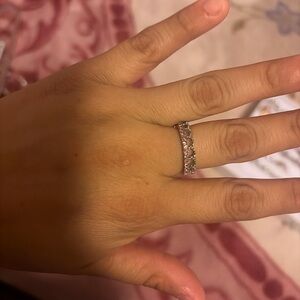 Silver Sparkling Crystal Eternity Band - Women Jewelry